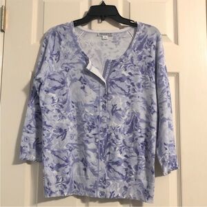 Pendleton Button Up Purple Floral Print Sweater
